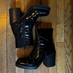 Jeffrey Campbell Shiny Black Ankle Boots